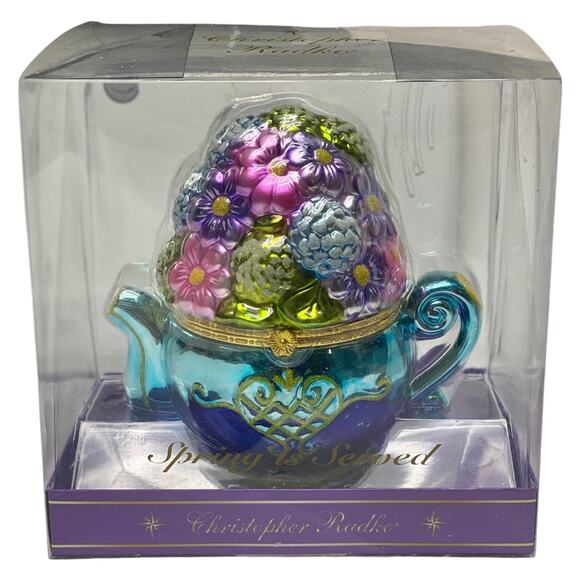 Christopher Radko 6" Hinged Porcelain Trinket Teapot 2006 Spring Bouquet MIB - Picture 12 of 15